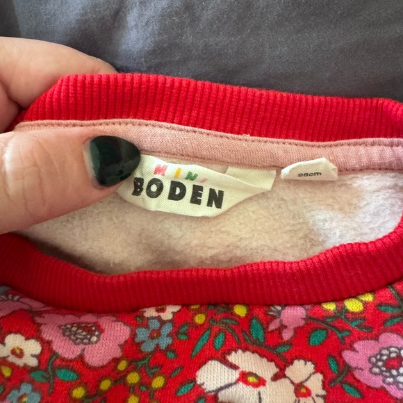 Mini Boden Red Floral Santa Dress - Picture 2 of 5